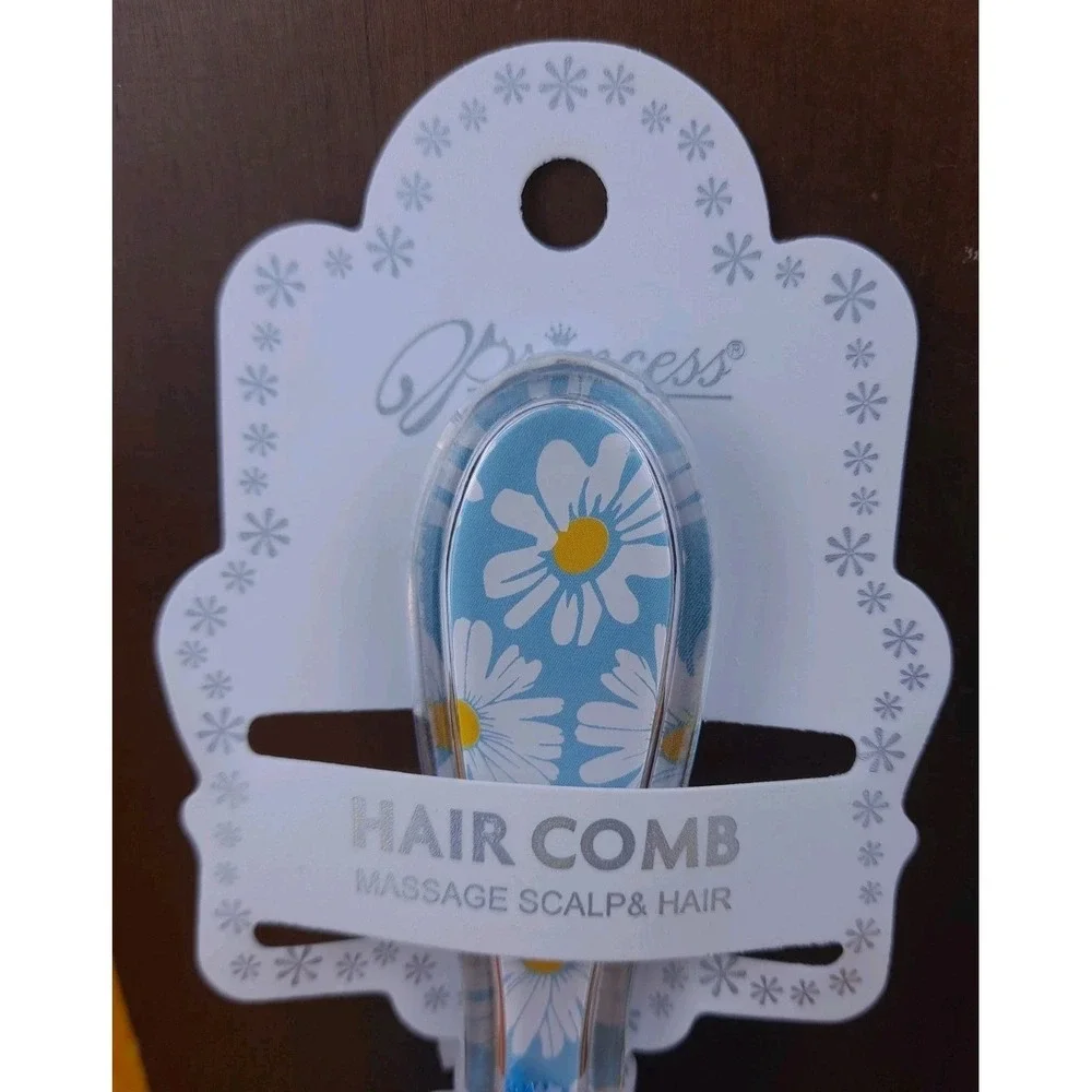 Glitter Flower Shaped Hair Brush Massage Scapls & Hair Set Of 2 Purple And Blue